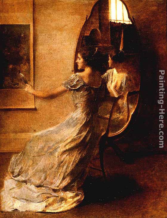 Before a Mirror painting - Thomas Wilmer Dewing Before a Mirror art painting